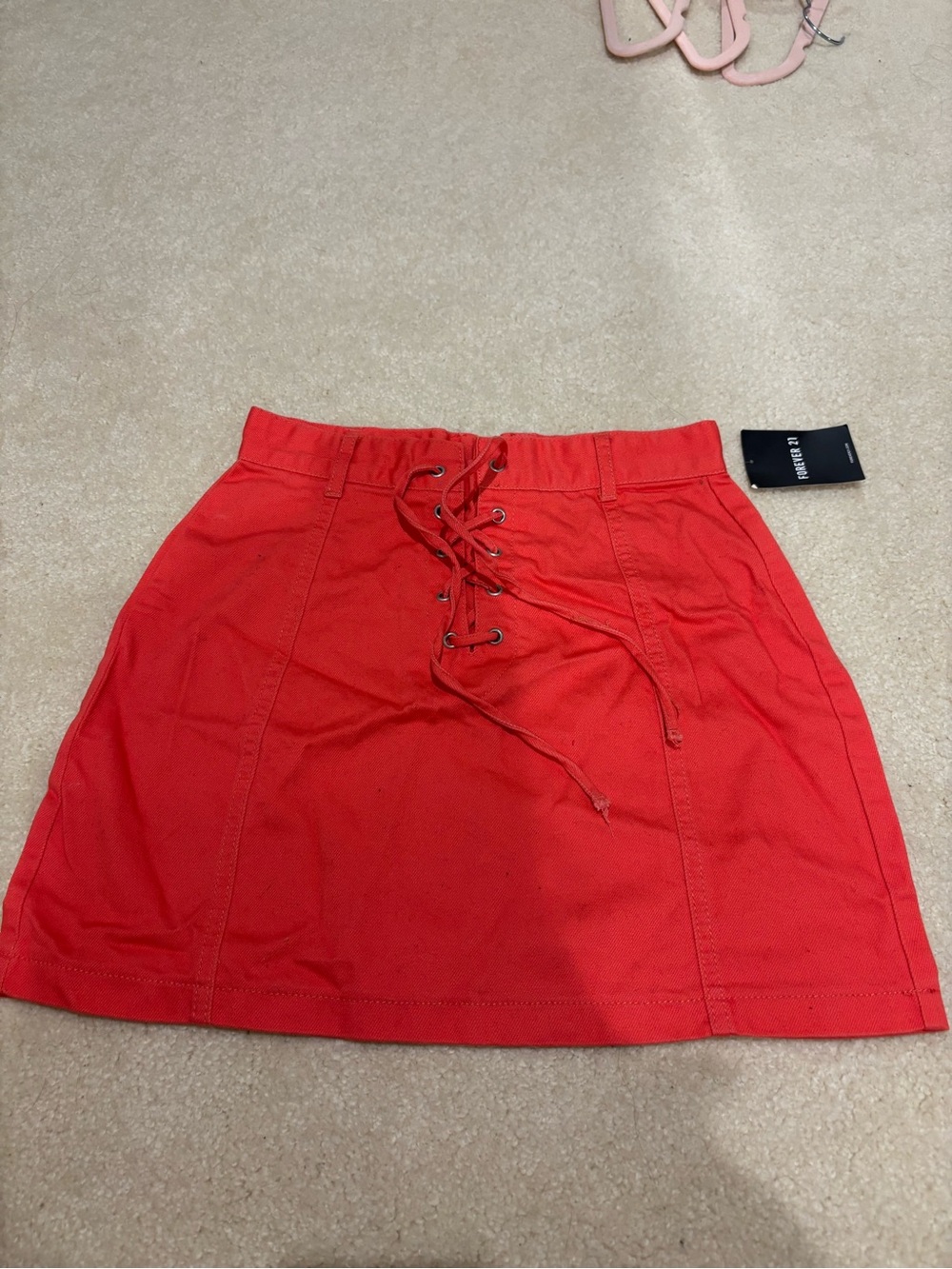 Forever 21 Red Lace-Up A-Line Mini Skirt